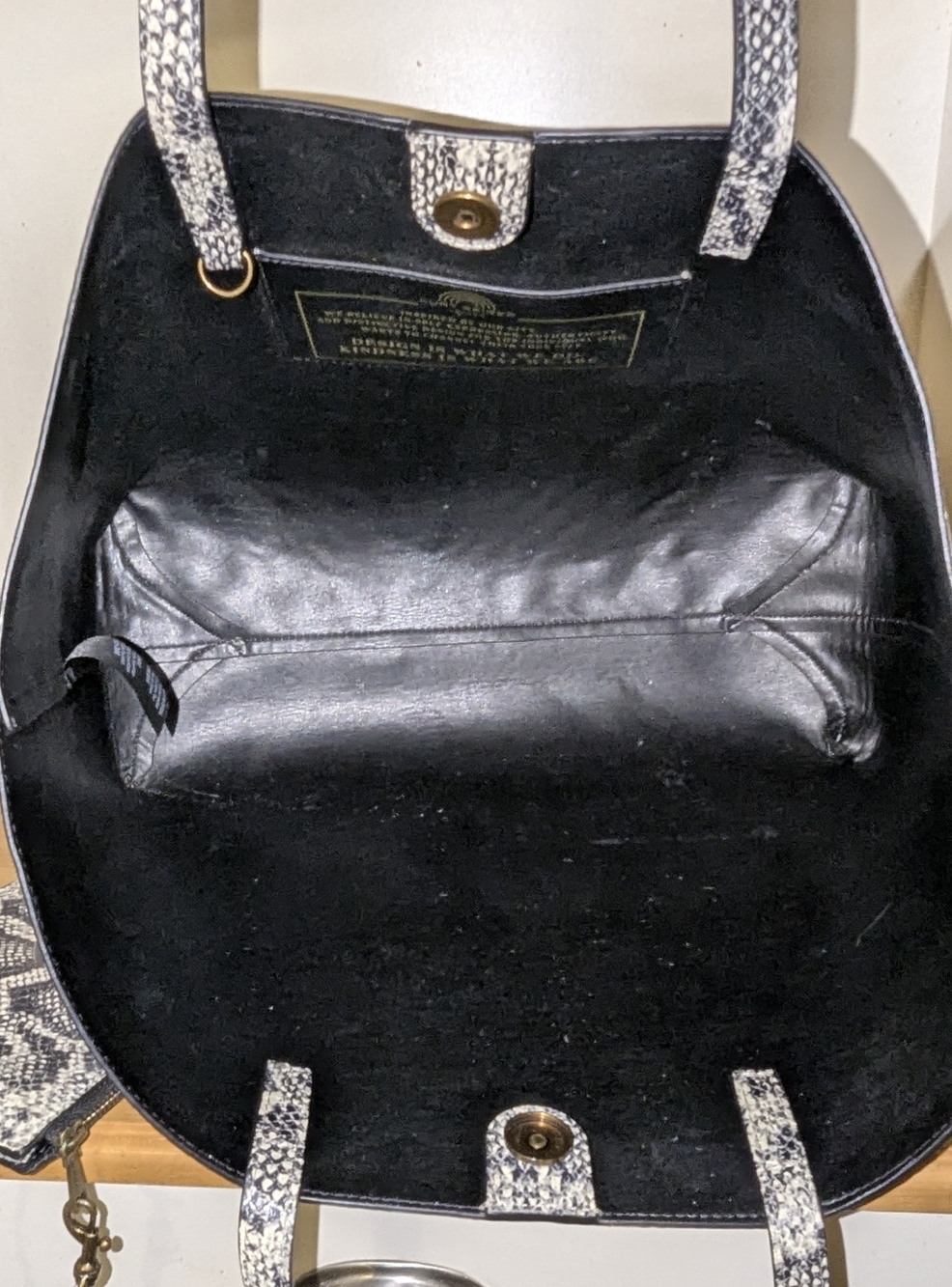 Kurt Geiger Snake-Print Chelsea Shopper Tote - Neutral Black & Cream - Picture 9 of 10
